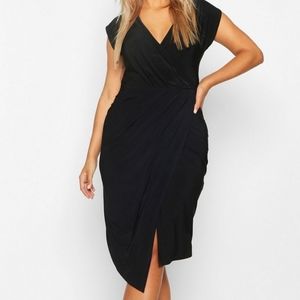 Wrap midi dress black